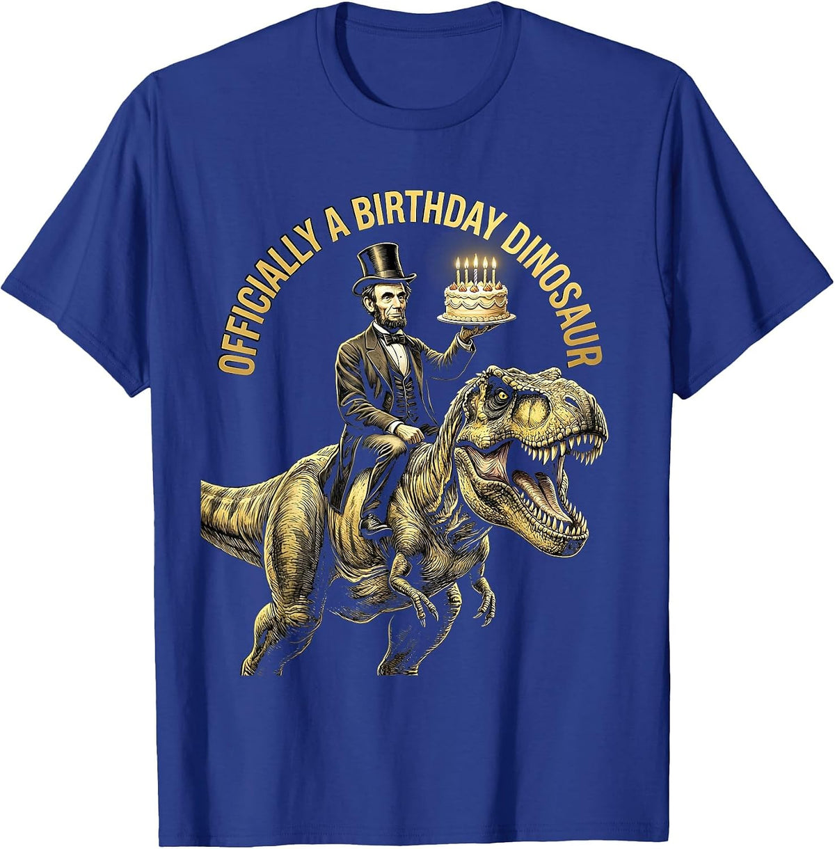 Officially a Birthday Dinosaur Celebration Design T-Shirt - Royal Blue