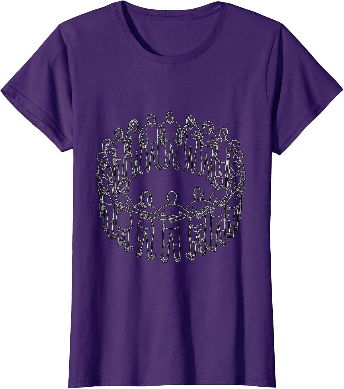 Women's Social Worker Diverse Community Circle Illustration T-Shirt - Purple