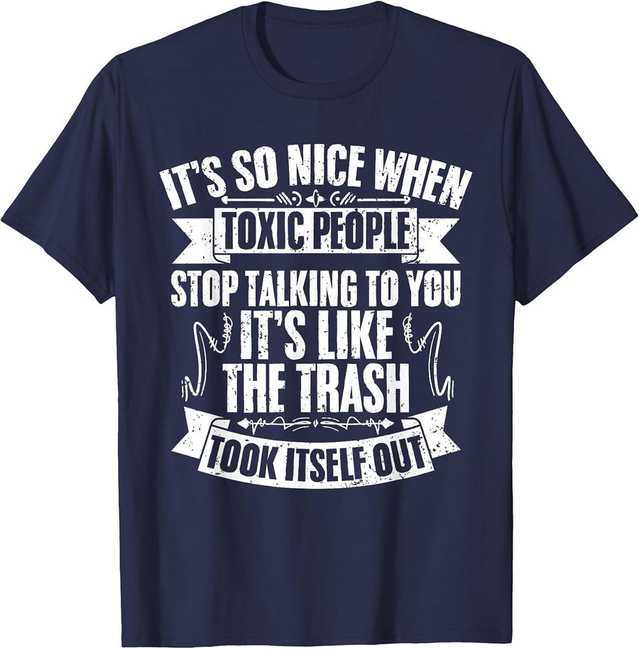 Funny Toxic People Stop Talking to Me Introverted Narcissist T-Shirt - Navy Blue