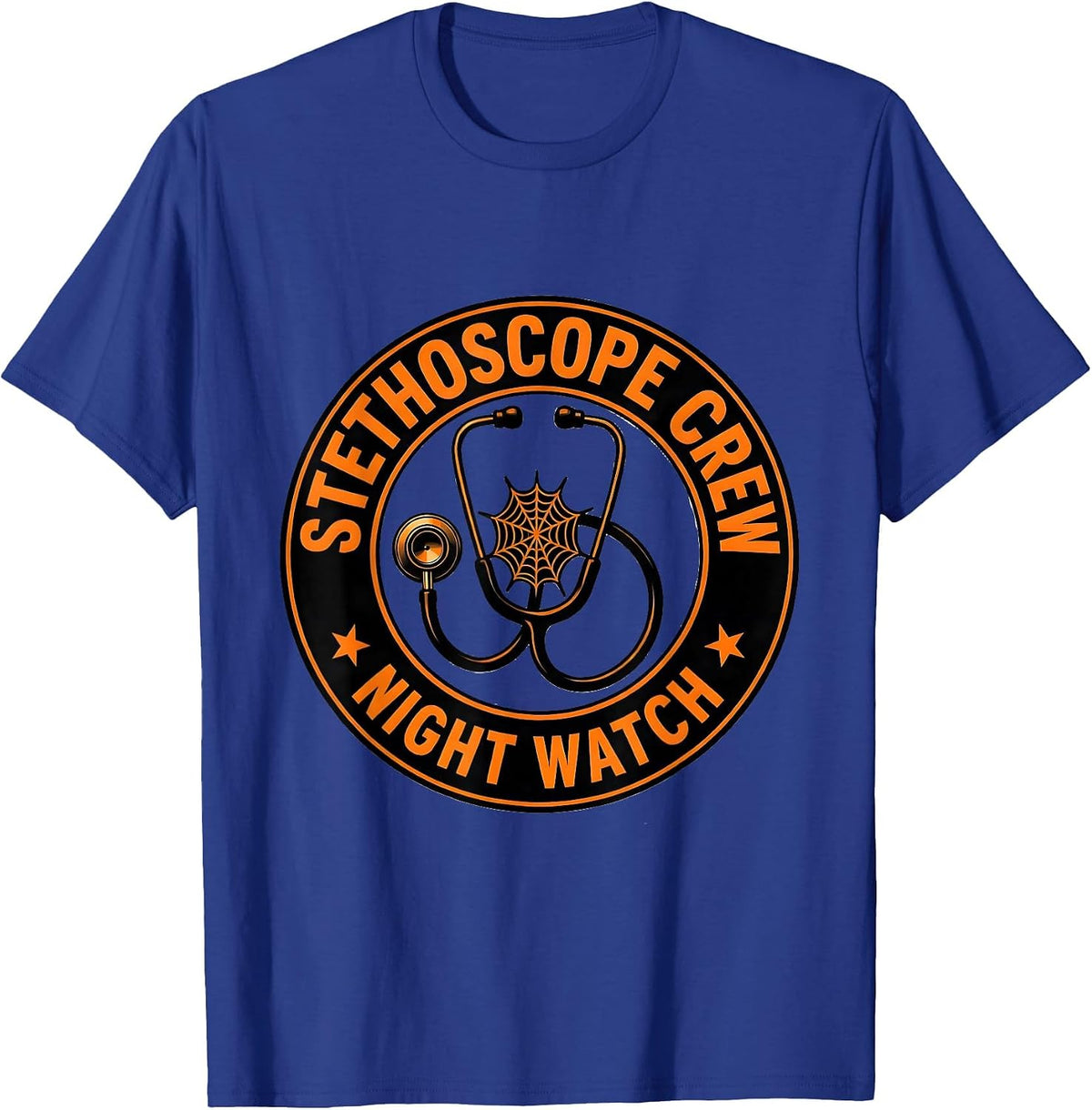 Stethoscope Crew Night Watch Funny Respiratory Therapist T-Shirt - Royal Blue