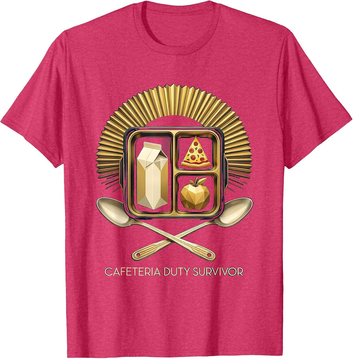 Cafeteria Duty Survivor 5th Grade Teacher T-Shirt - Red Heather