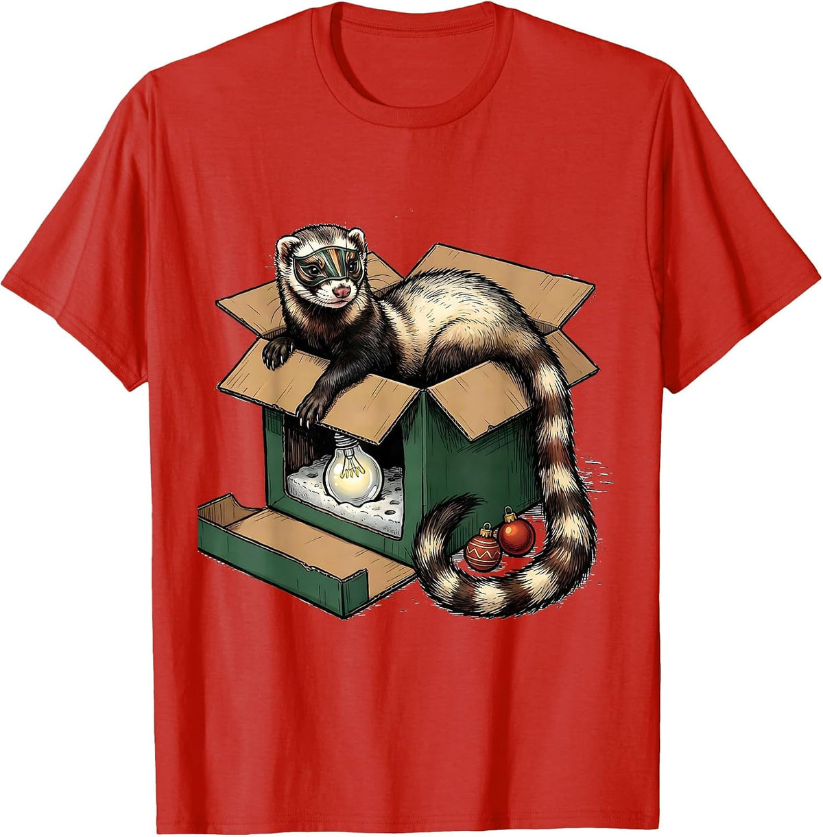 Men's Ferret In Ornament Box Funny Ferret Lover Gift T-Shirt - Red