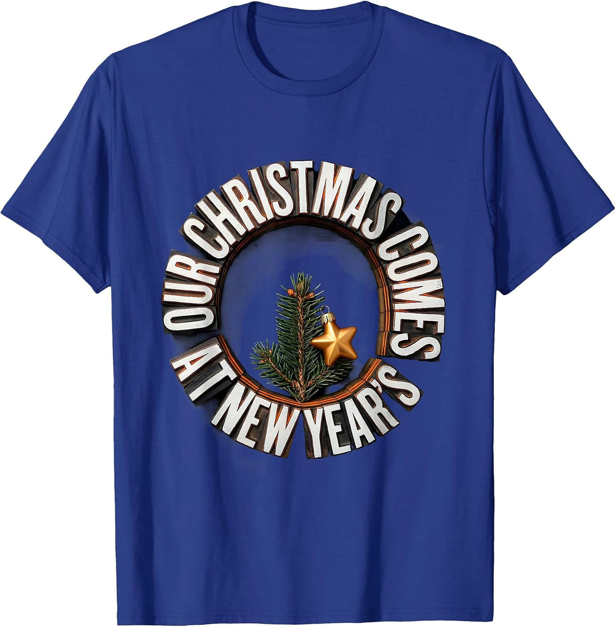Our Christmas Comes At New Year's Vintage Russian Heritage T-Shirt - Royal Blue
