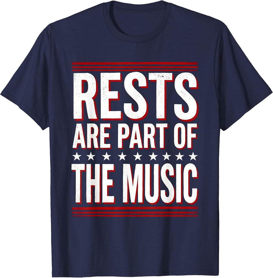 Rests Are Part of the Music Teacher Design T-Shirt - Navy Blue