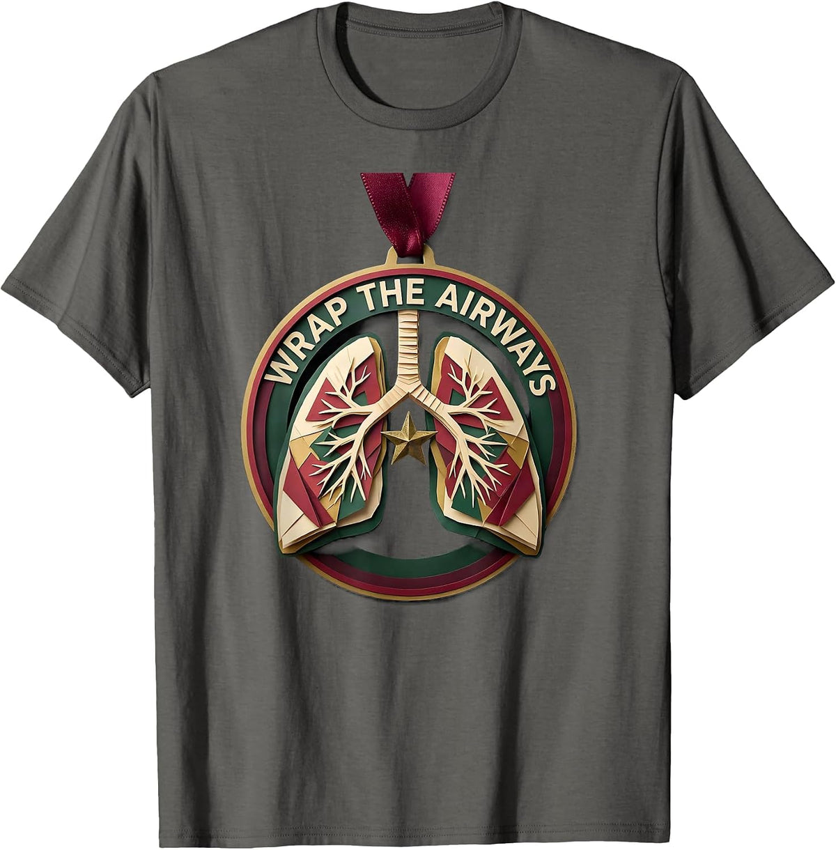 Wrap The Airways Paper Cutout Respiratory Therapist T-Shirt - Asphalt Grey