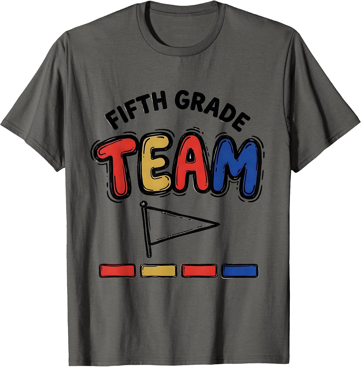 Fifth Grade Team Playful Back To School Student Teacher T-Shirt - Asphalt Grey