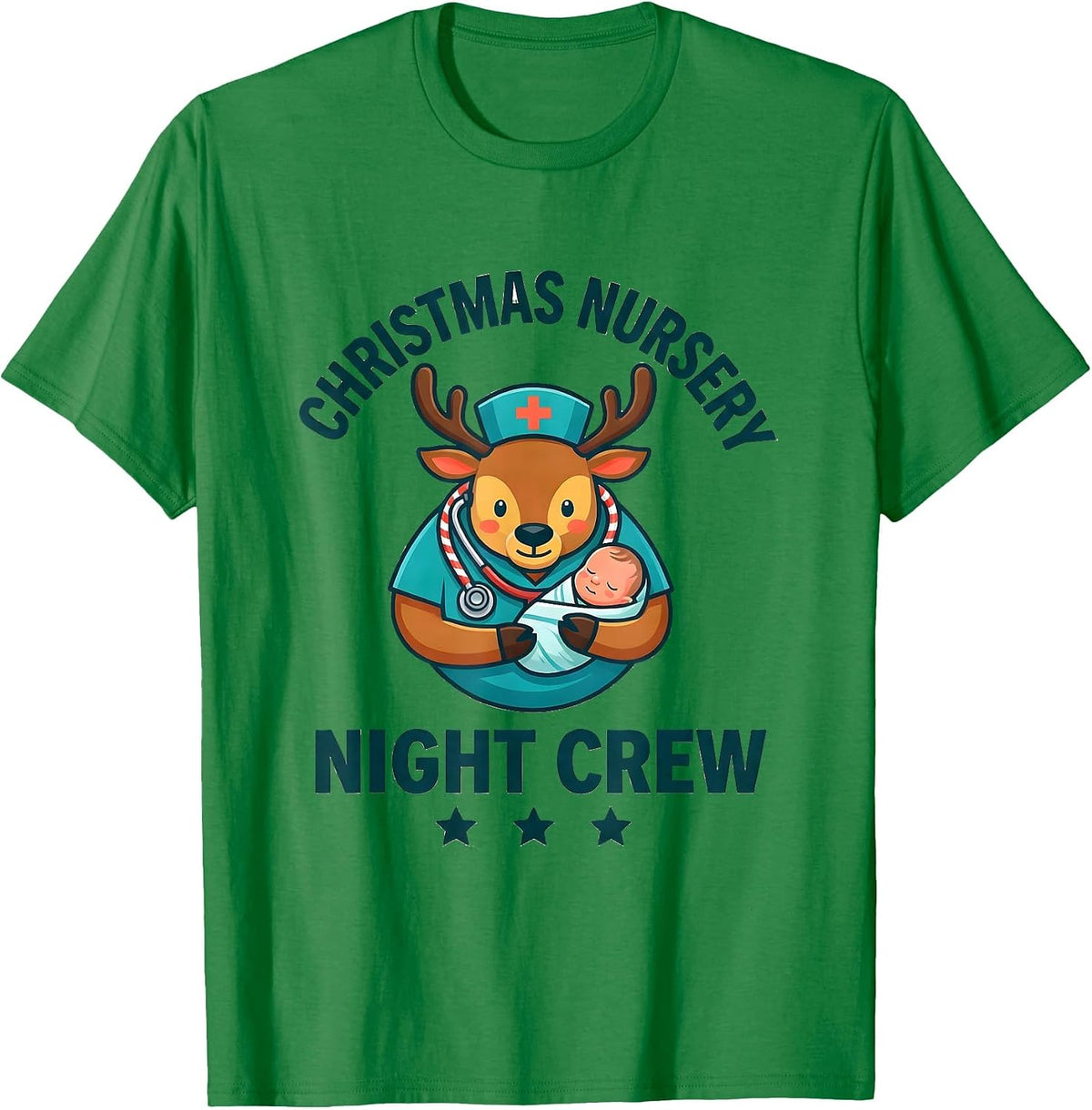 Men's Christmas Nursery Night Crew Funny Nurse Christmas ICU NICU T-Shirt - Kelly Green