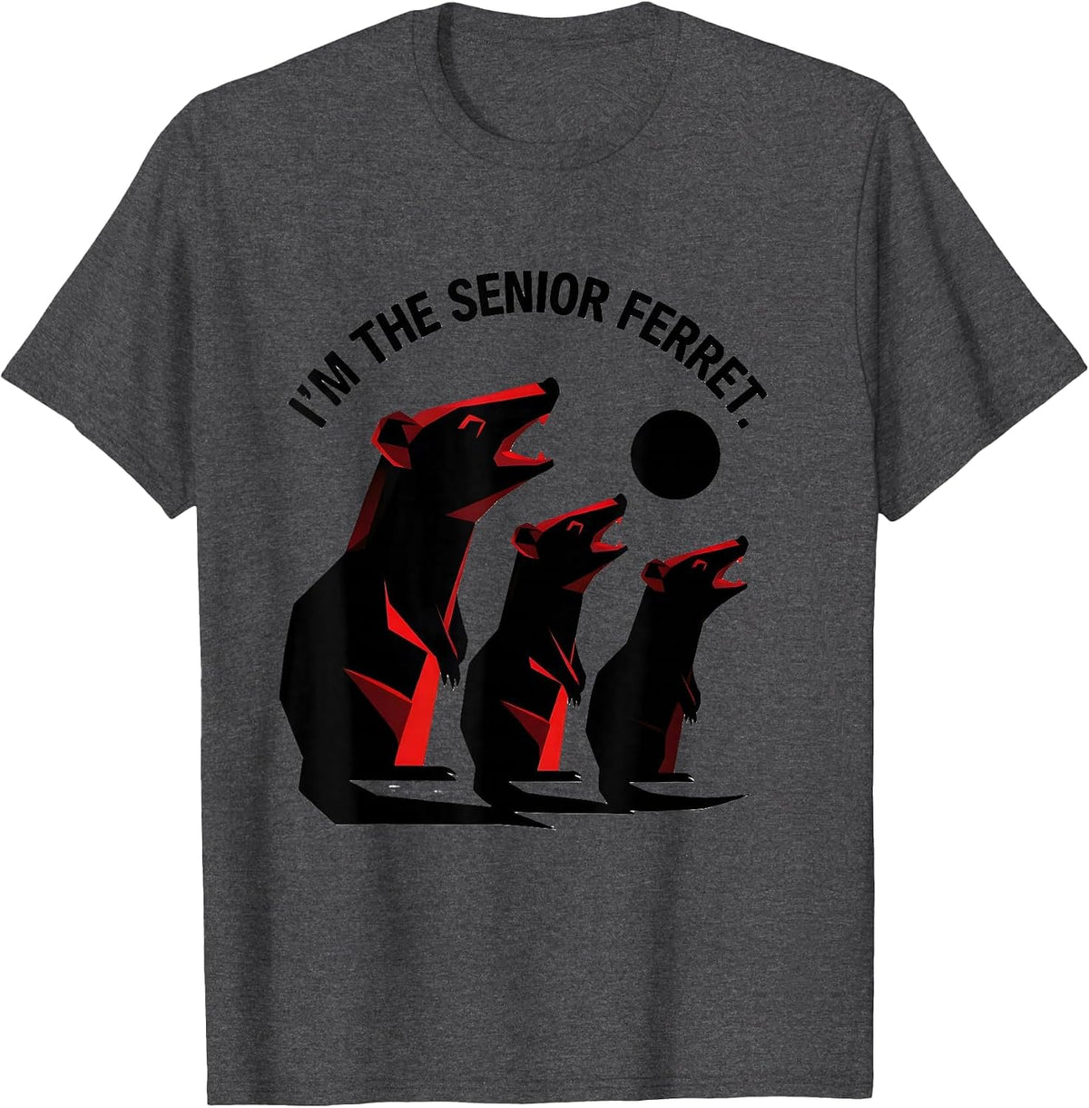 I'm The Senior Ferret Geometric Ferret Meme Parody Halloween T-Shirt - Dark Heather Grey