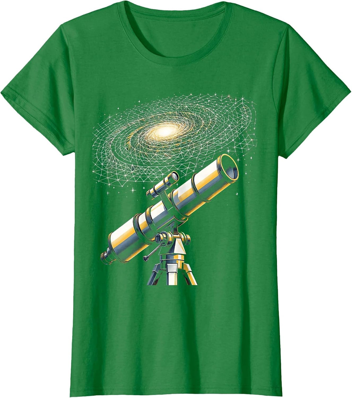 Science Teacher Telescope Galaxy Illustration T-Shirt - Kelly Green