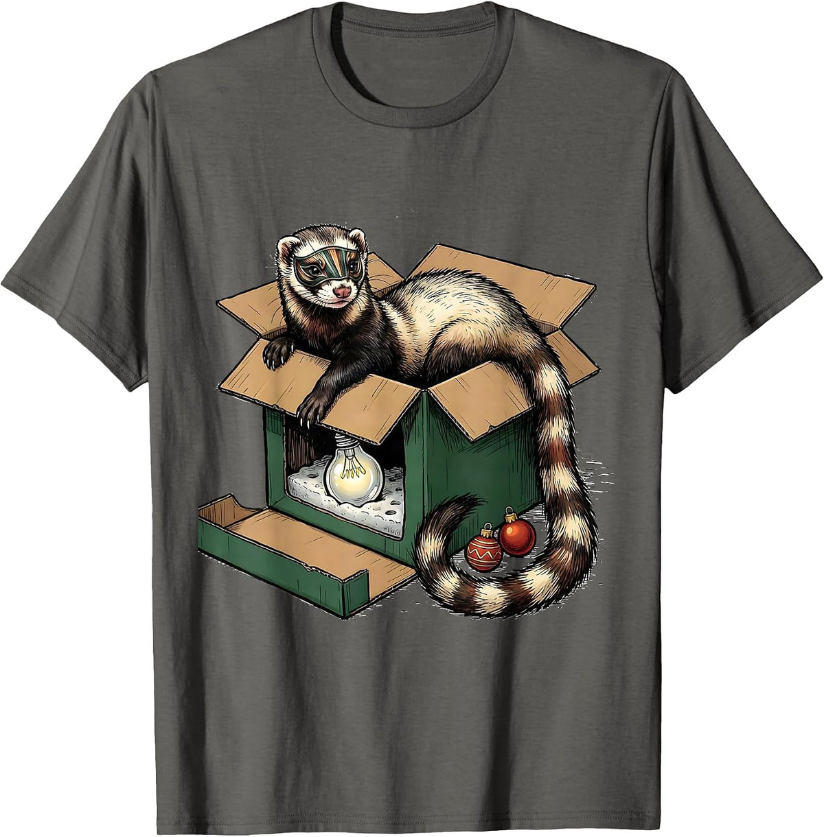 Men's Ferret In Ornament Box Funny Ferret Lover Gift T-Shirt - Asphalt Grey