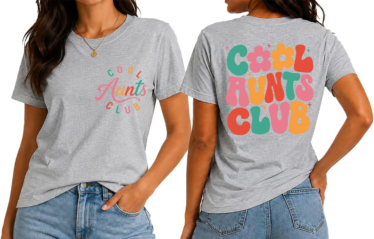 Aunt Shirt Cool Aunts Club Shirts for Women Funny Cute Auntie Tshirt - Grey
