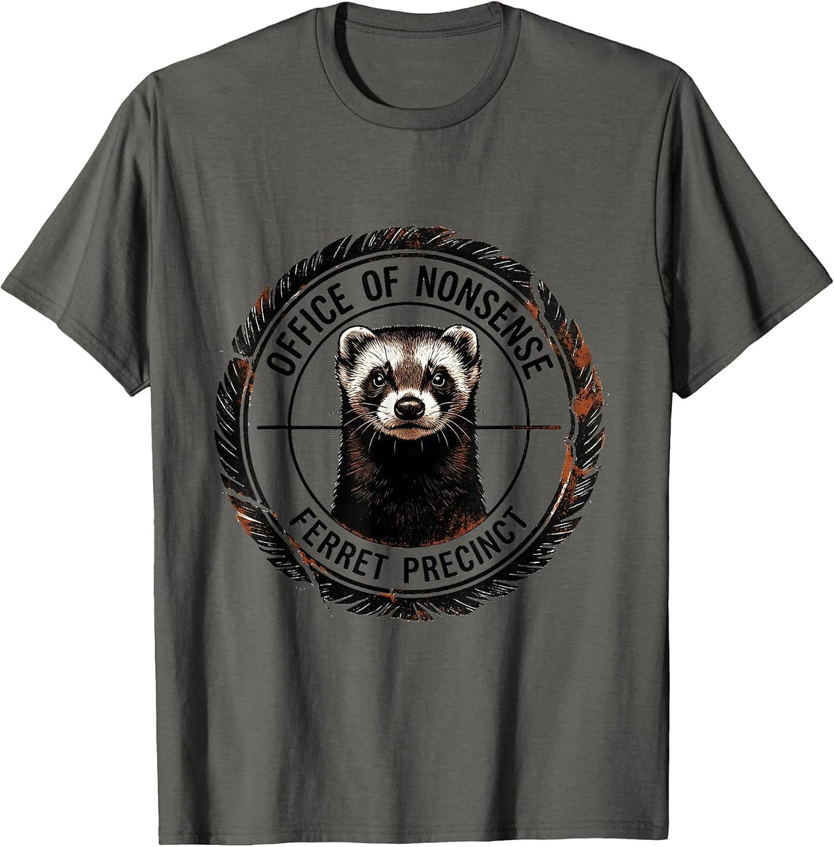 Men's Office of Nonsense Ferret Precinct Funny Animal Meme Humor T-Shirt - Asphalt Grey