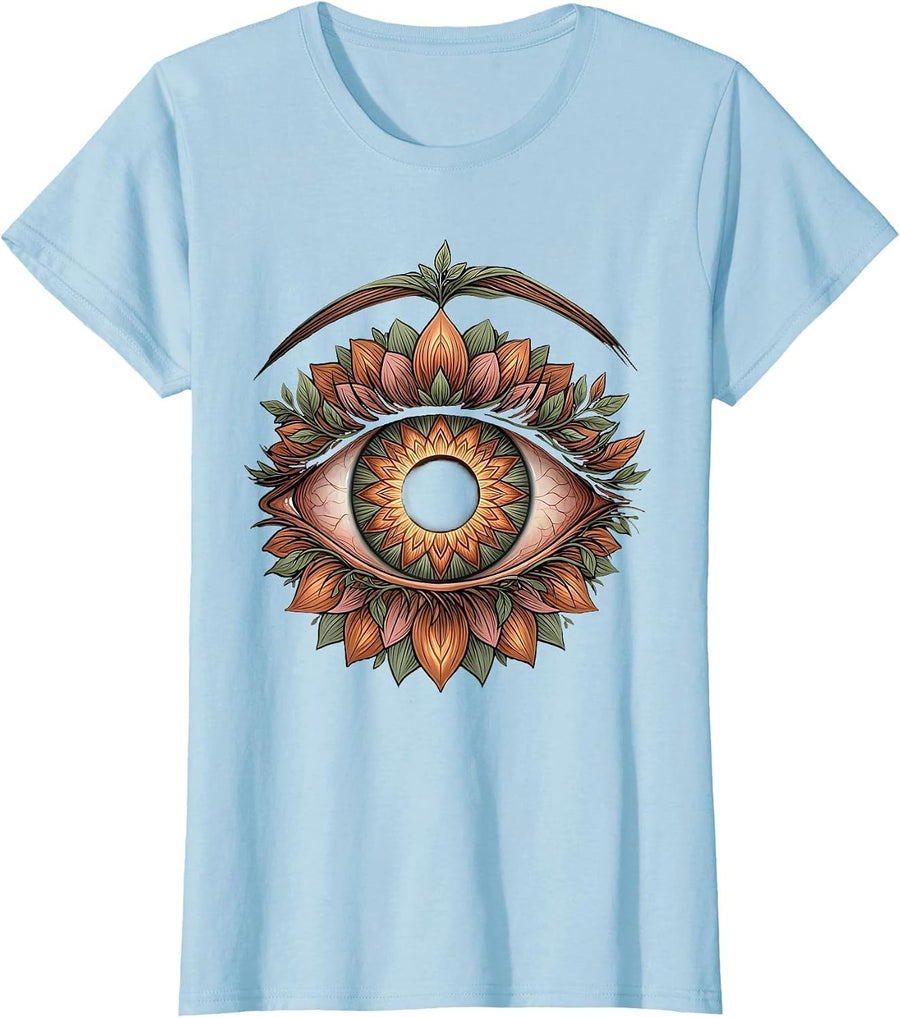 Women's Autism Awareness Kaleidoscope Rainbow Eye Art T-Shirt - Baby Blue