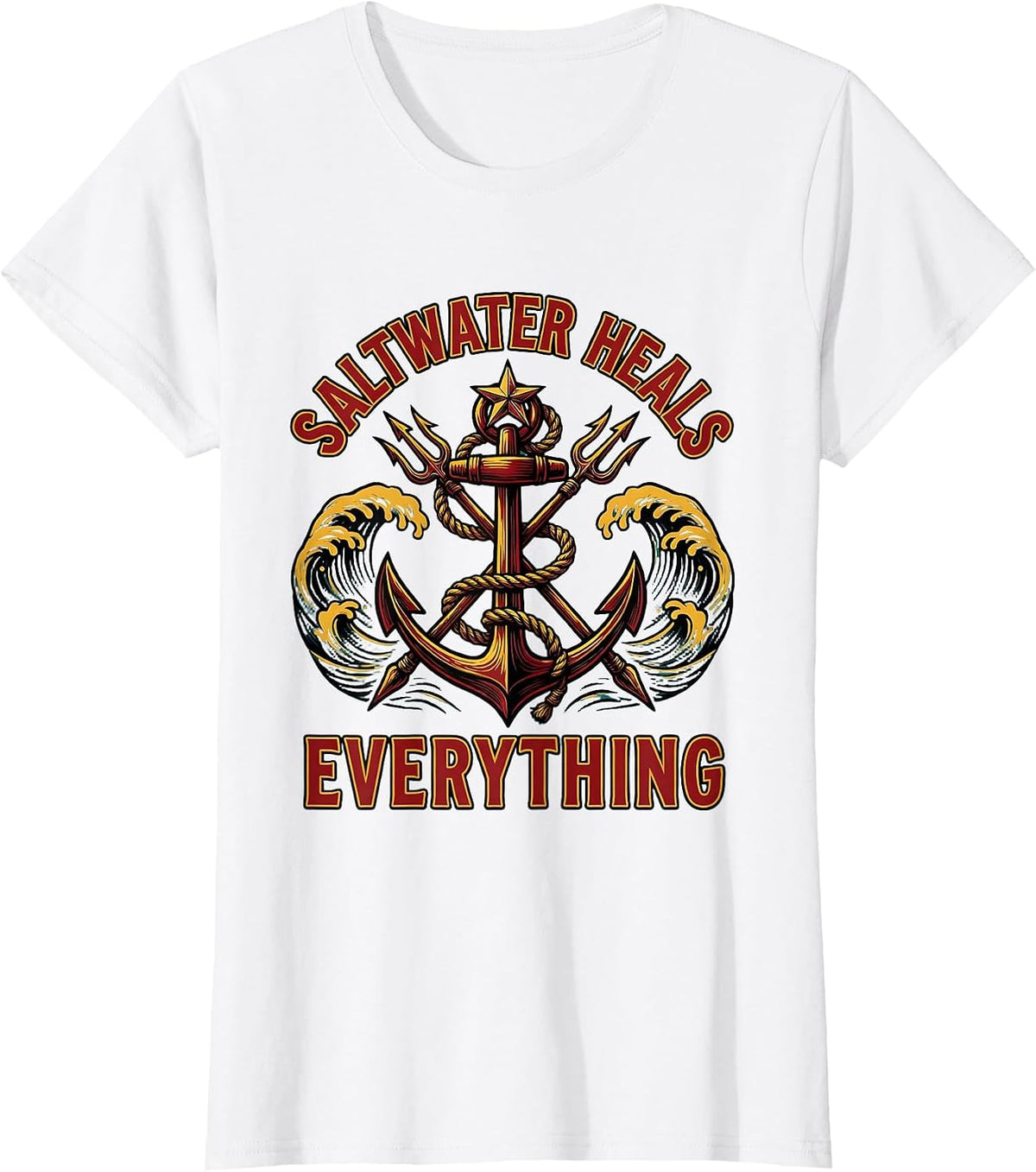Saltwater Heals Everything Gulf of Mexico Design T-Shirt - White