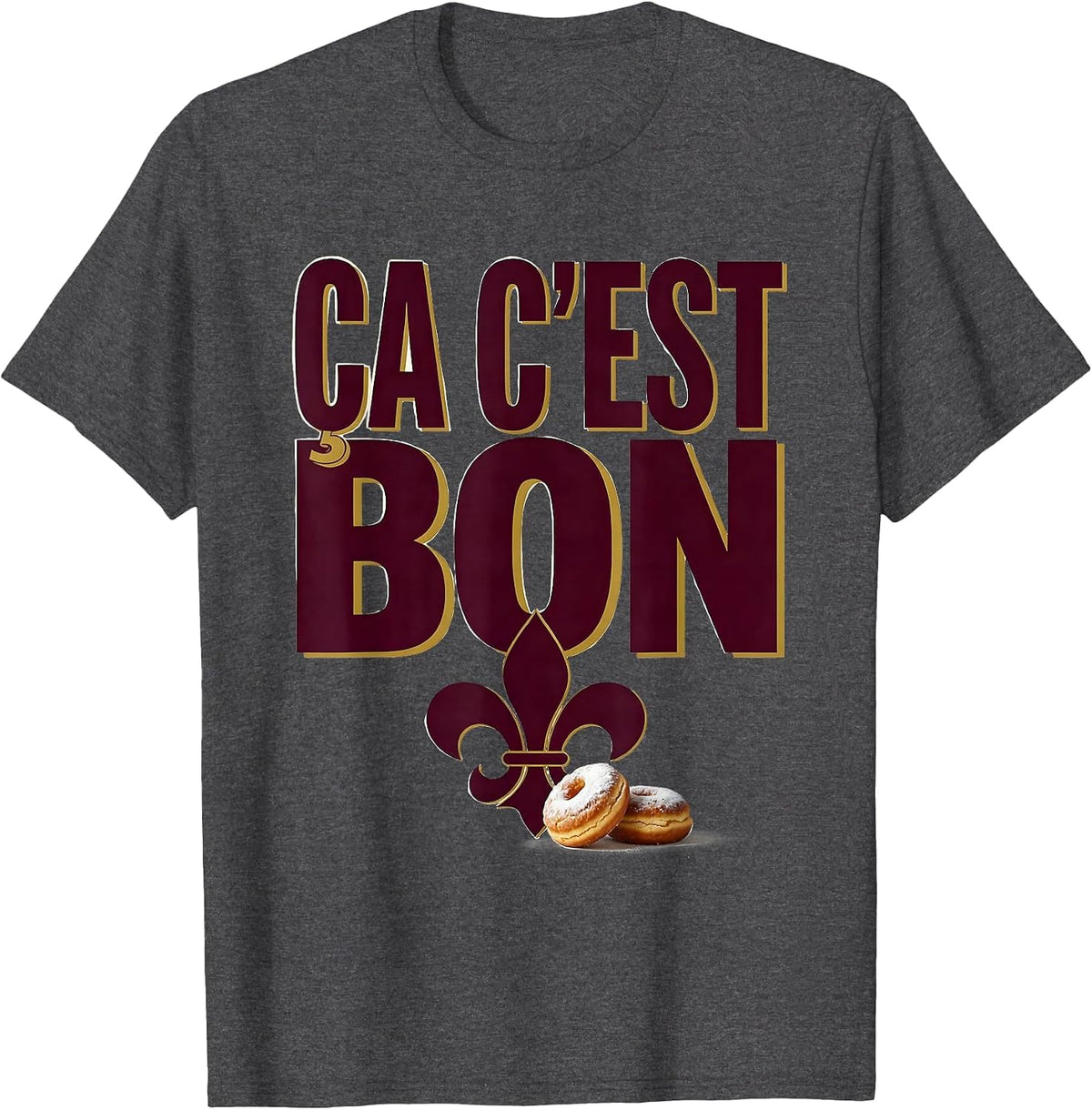 Men's Ça C'est Bon Fleur De Lis New Orleans Mardi Gras T-Shirt - Dark Heather Grey