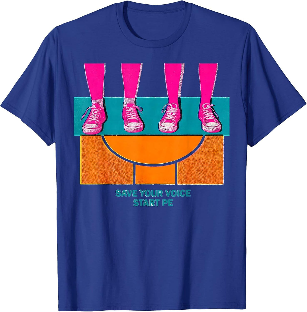 Men's Save Your Voice Start PE Physical Education Teacher Back T-Shirt - Royal Blue