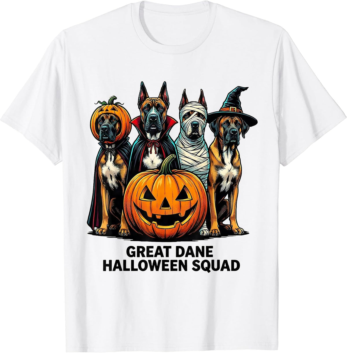 Men's Great Dane Halloween Squad Pop Art Dog Lover Costume T-Shirt - White
