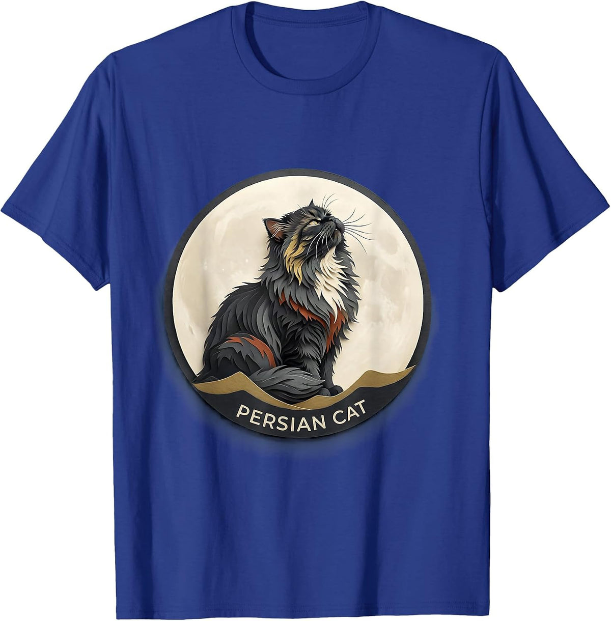 Persian Cat Whimsical Nostalgic Fantasy Breed Portrait T-Shirt - Royal Blue