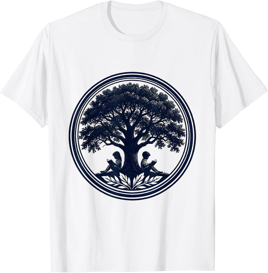 Men's Special Education Reading Tree Illustration T-Shirt - White