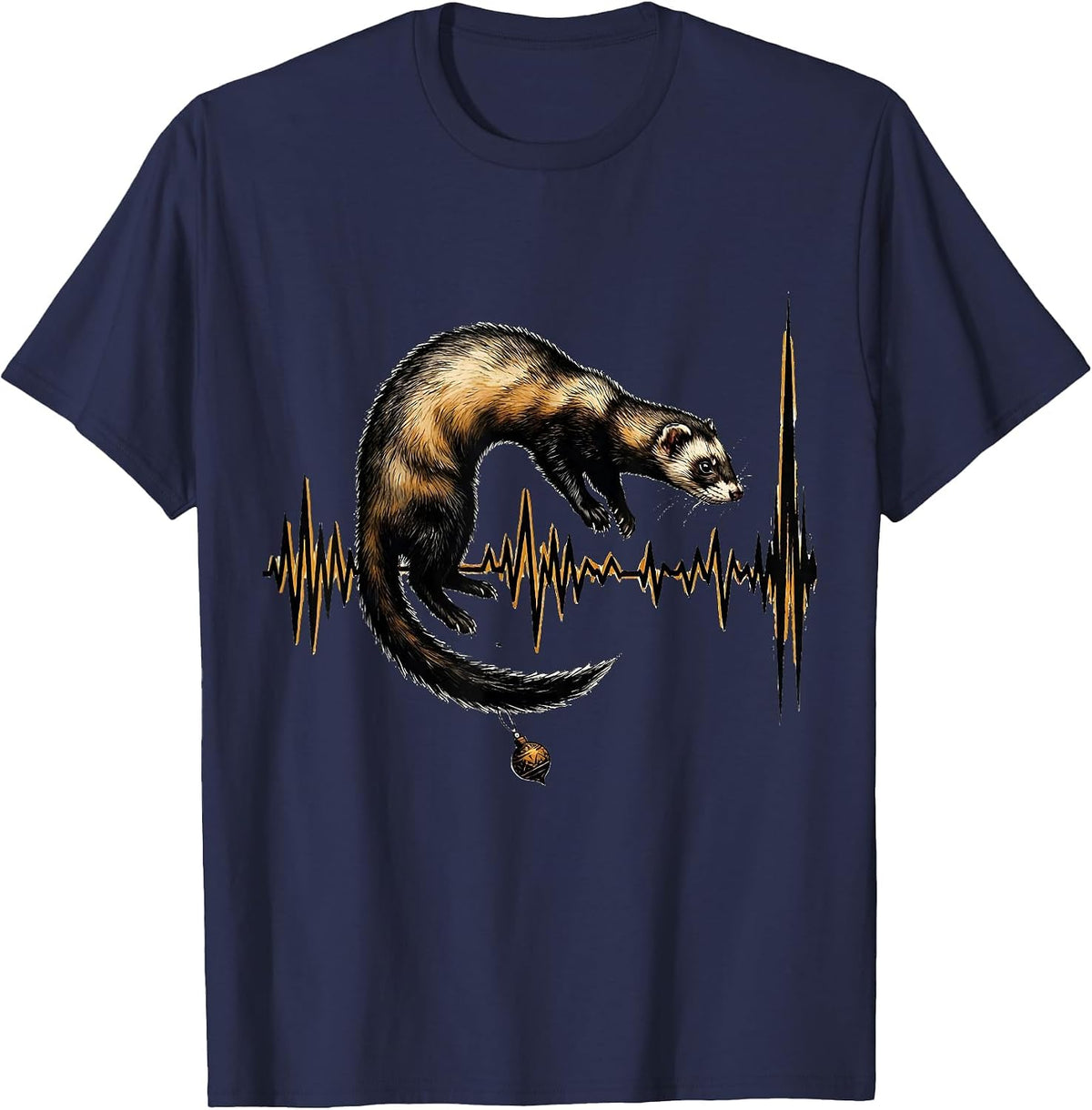 Men's Ferret Seismograph Line Funny Ferret Lover Gift T-Shirt - Navy Blue