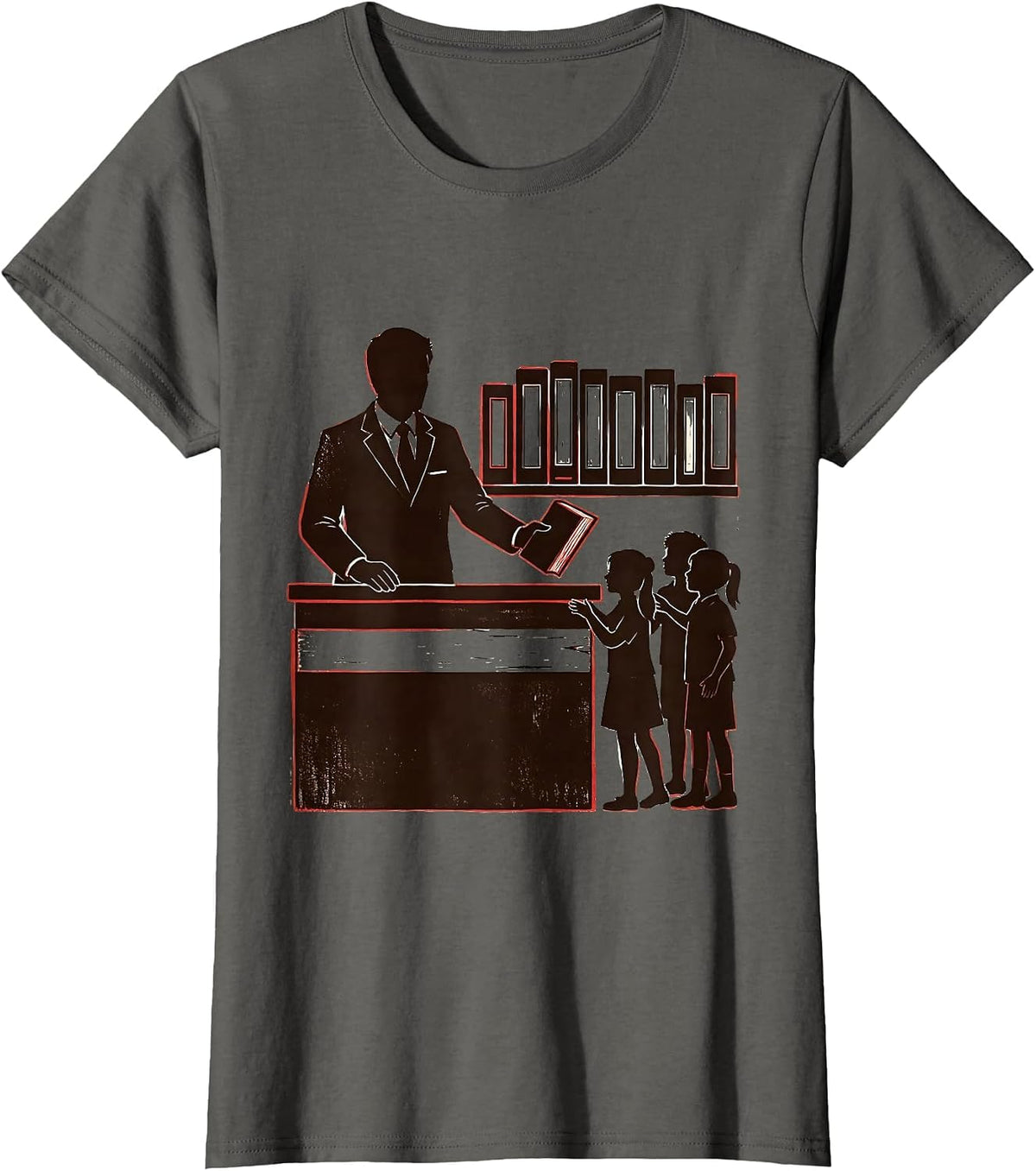 Women's Librarian Book Lover Gift School Library Appreciation T-Shirt - Asphalt Grey