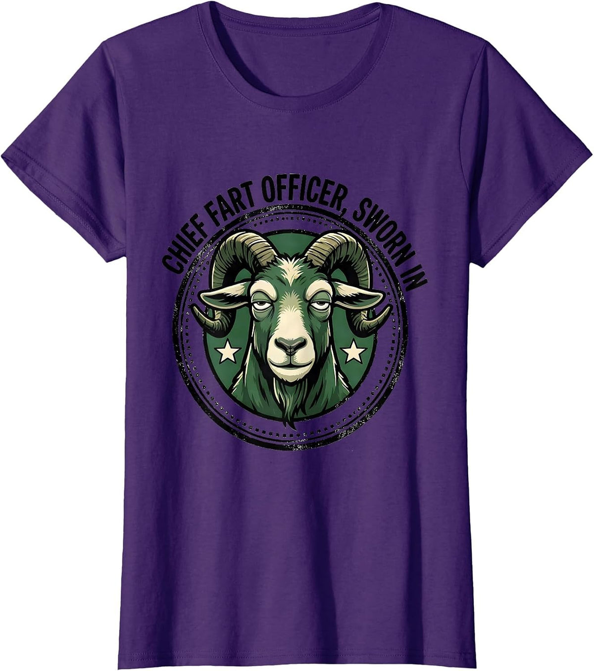Women's Chief Fart Officer, Sworn In Funny Goat Meme Humor T-Shirt - Purple