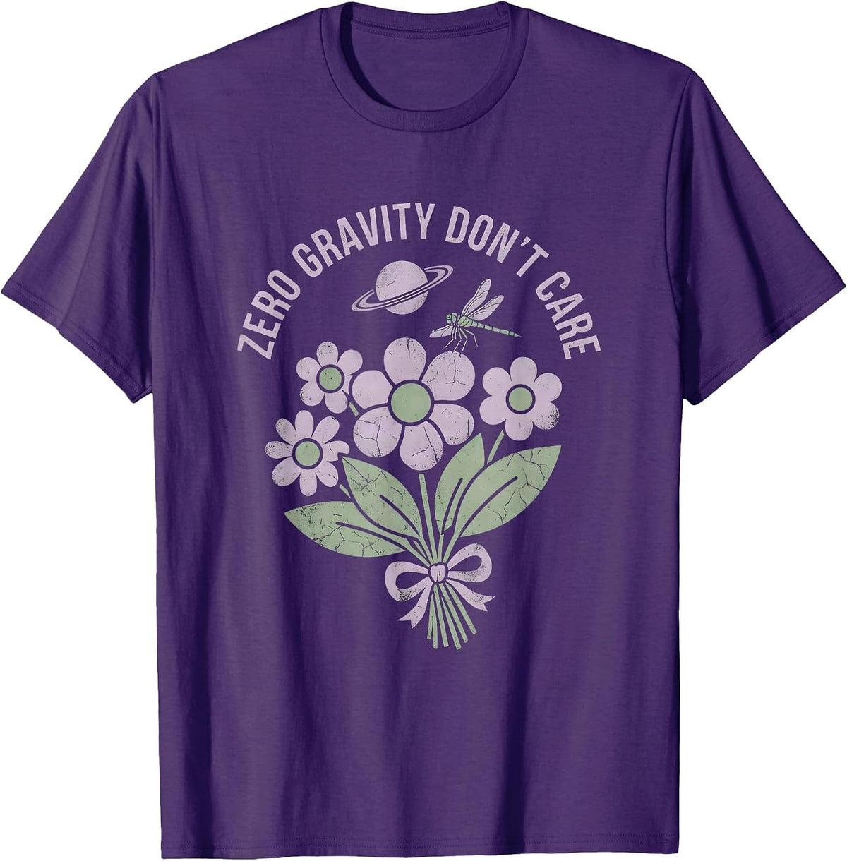 Zero Gravity Don't Care Funny Space Design T-Shirt - Purple