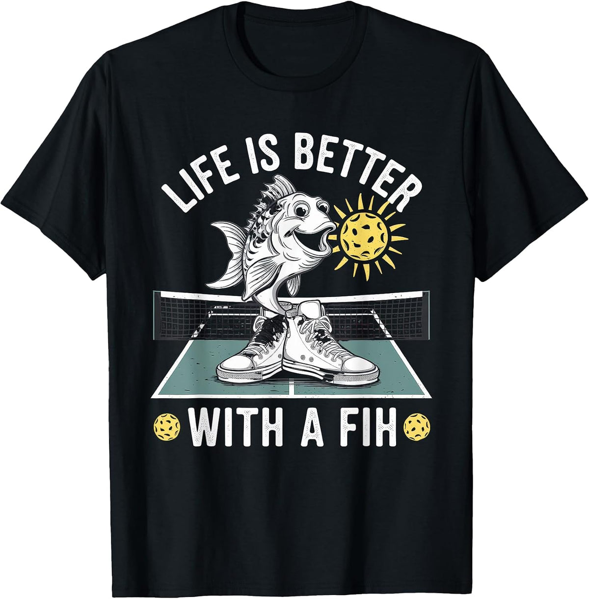 Fih Tshirt Shoes Fish Funny Misspelled Fish Meme Fih Humor T-Shirt - Black