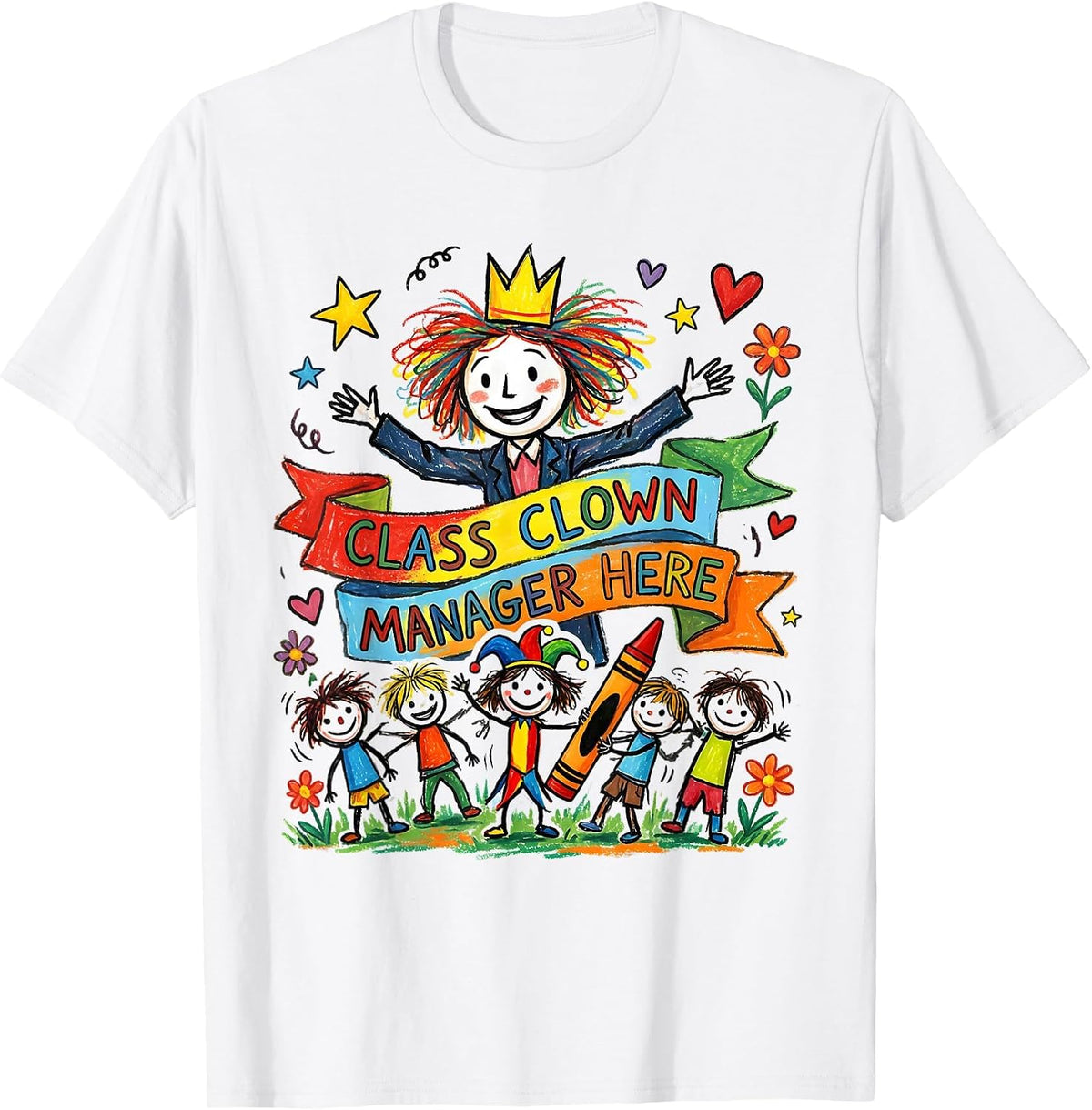 Men's Class Clown Manager Preschool Teacher Design T-Shirt - White