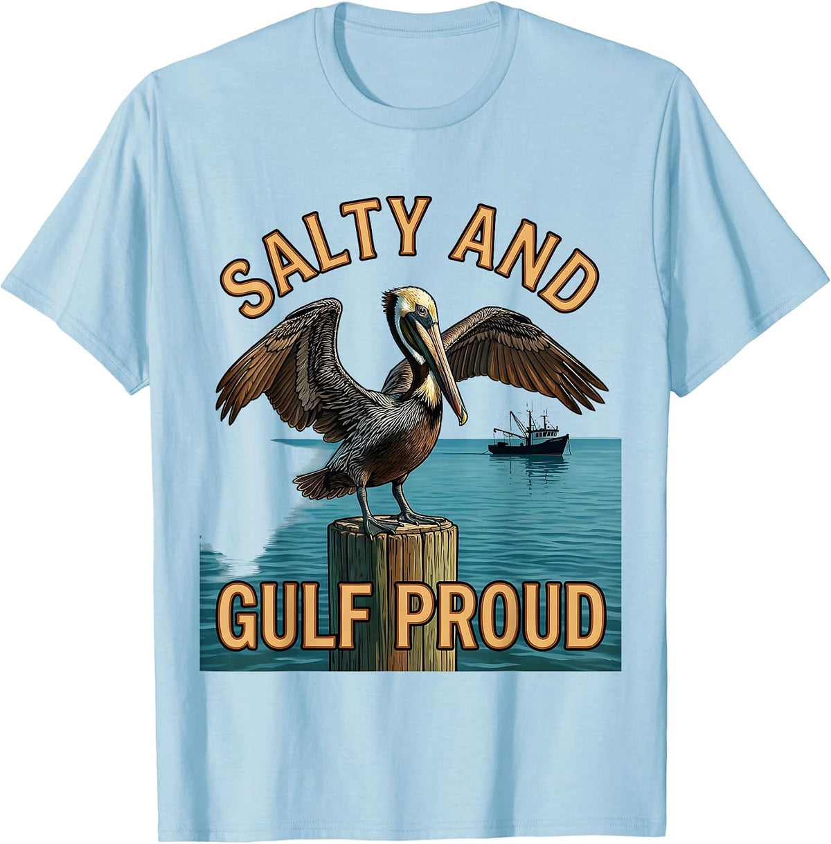 Men's Salty and Gulf Proud Gulf of America Design T-Shirt - Baby Blue