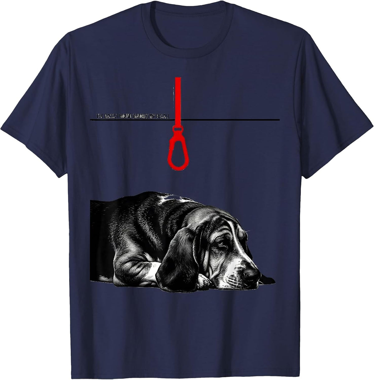 The Basset Hound Ignores My Recall Funny Basset Hound Dog T-Shirt - Navy Blue
