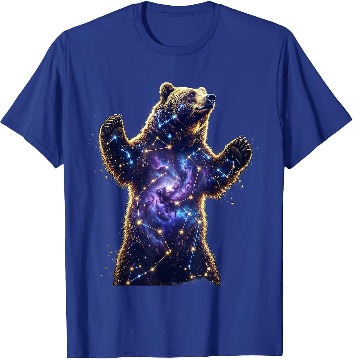Men's Bear Constellation Silhouette Galaxy Star Art T-Shirt - Royal Blue