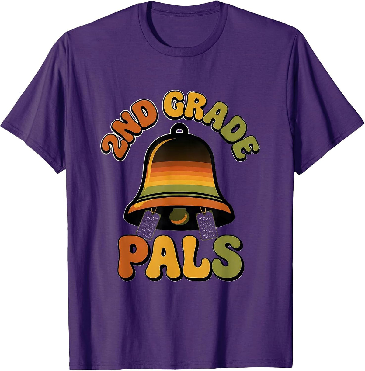 Men's 2nd Grade Pals Retro 70s Back to School Team Pride T-Shirt - Purple