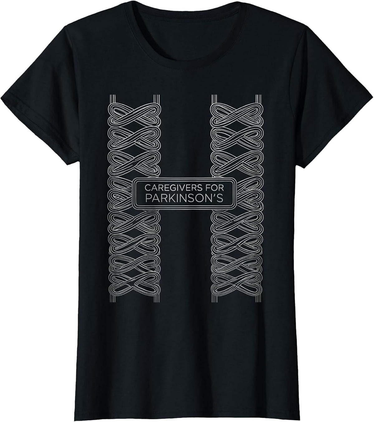 Caregivers For Parkinson's Support Squad Awareness Ribbon T-Shirt - Black