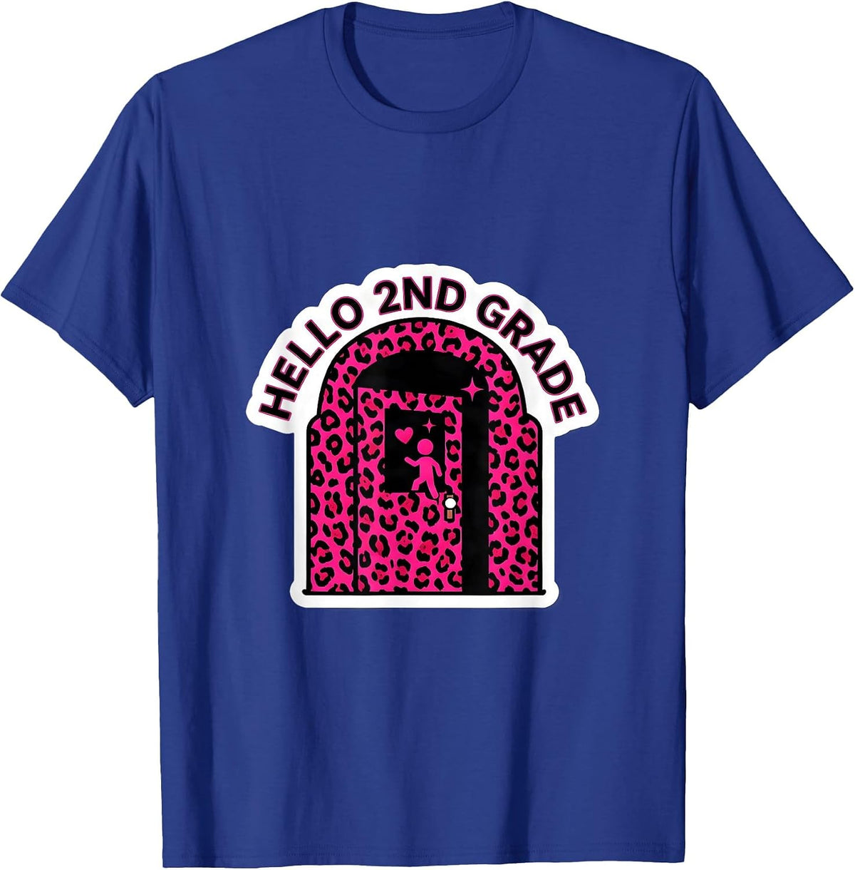 Men's Hello 2nd Grade Leopard Teacher Back To School Girls T-Shirt - Royal Blue