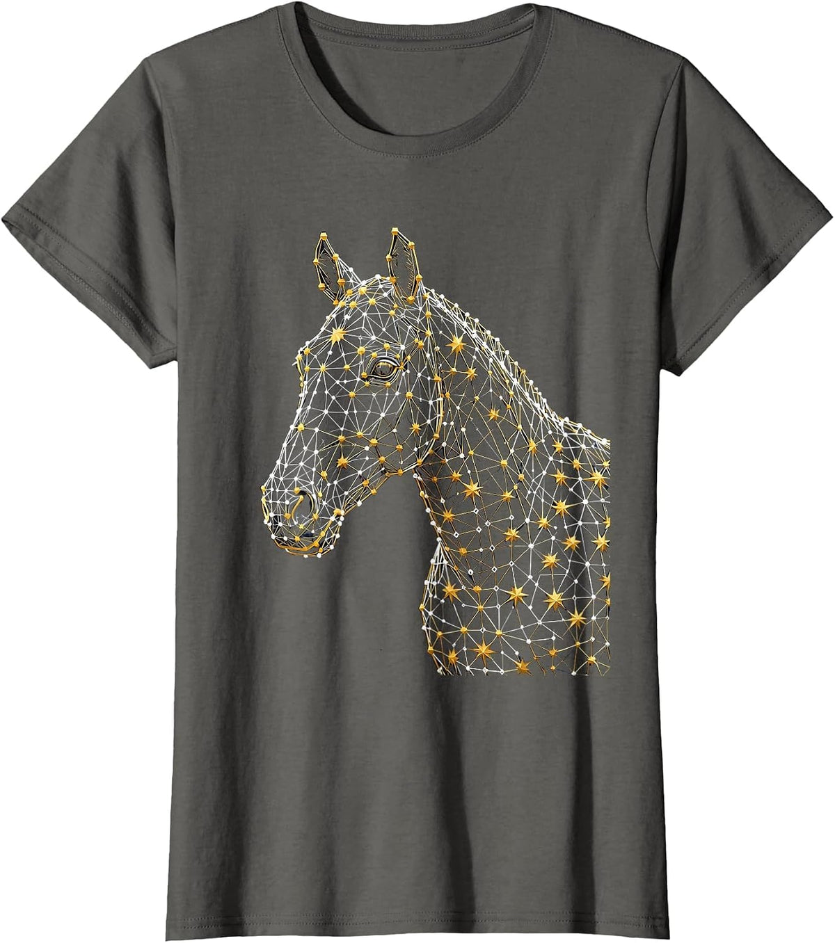 Women's Horse Constellation Star Profile Celestial Art T-Shirt - Asphalt Grey