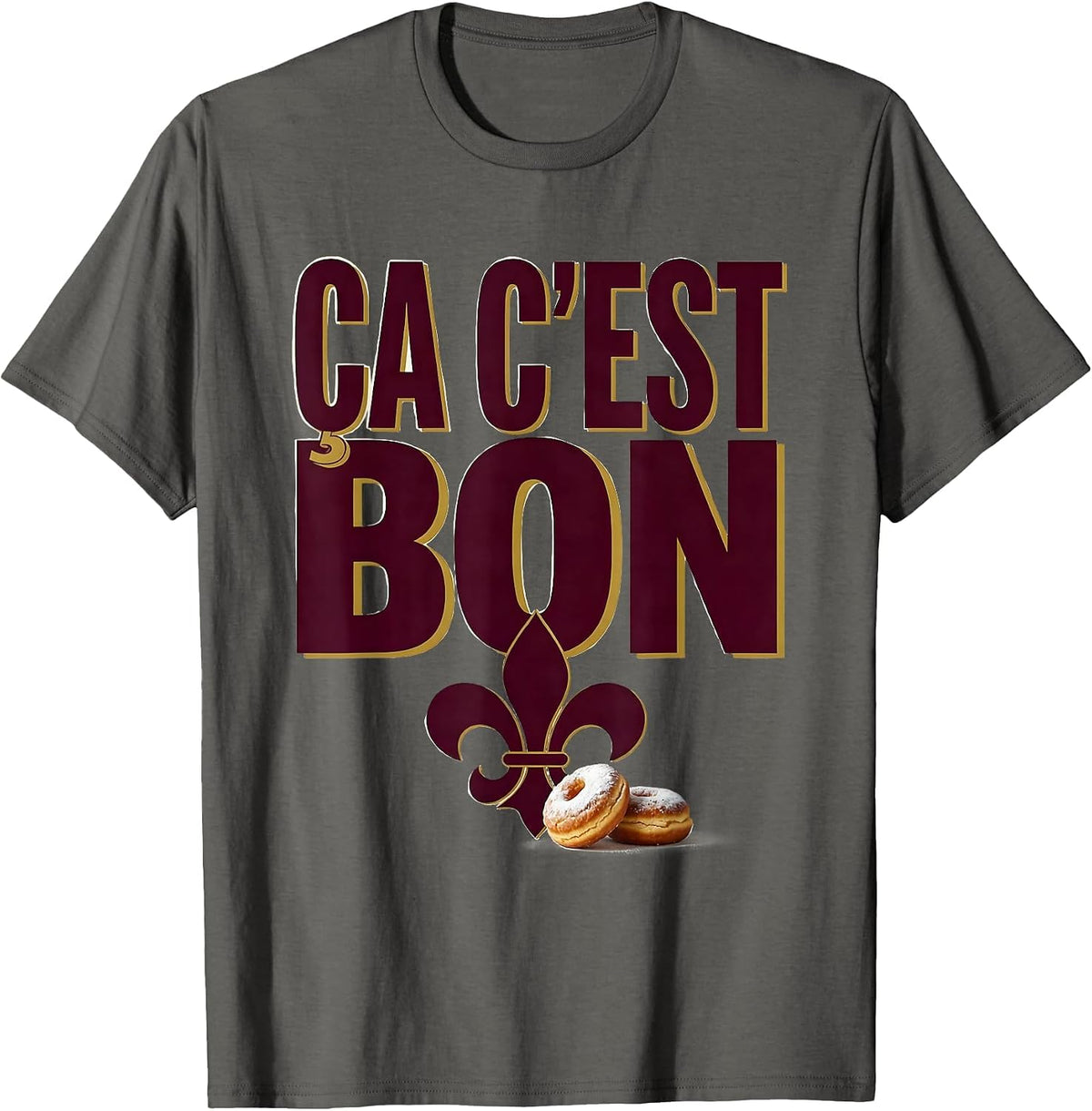 Men's Ça C'est Bon Fleur De Lis New Orleans Mardi Gras T-Shirt - Asphalt Grey