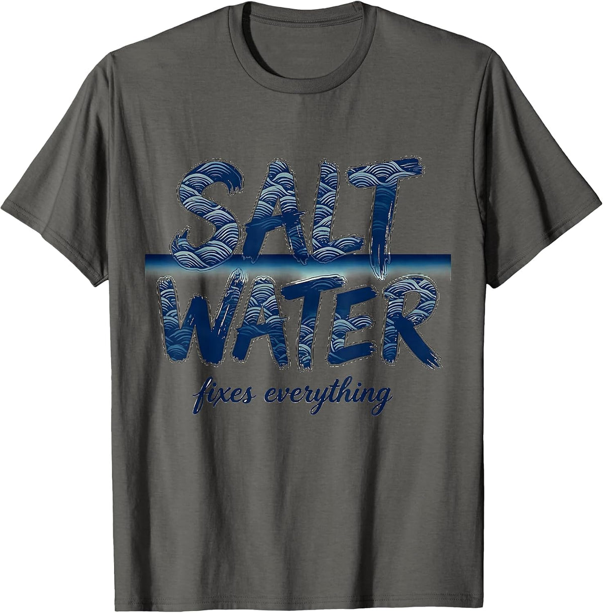Men's Salt Water Fixes Everything Sailor Design T-Shirt - Asphalt Grey