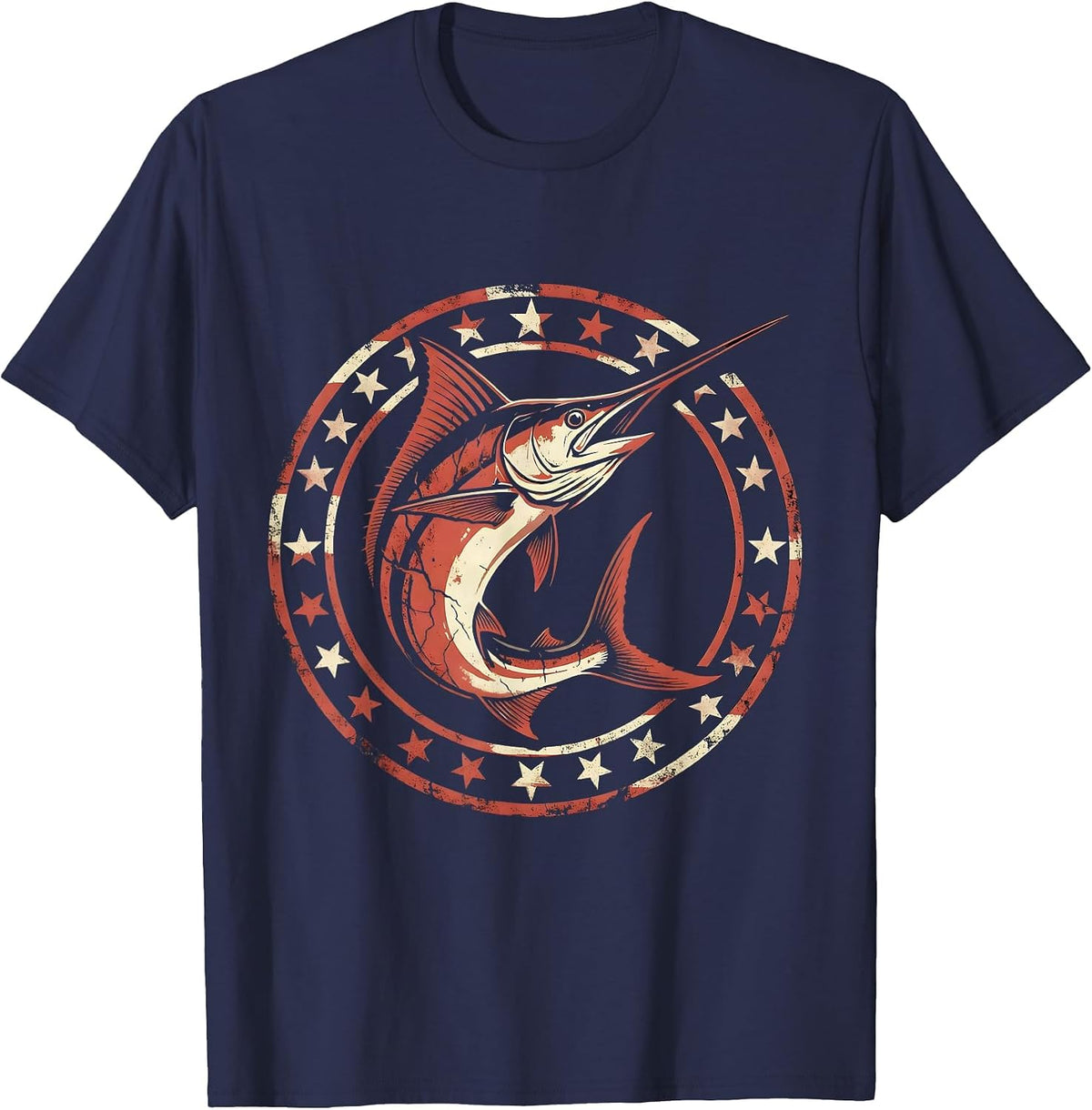 Gulf of America Tarpon Breaching Surface Art T-Shirt - Navy Blue
