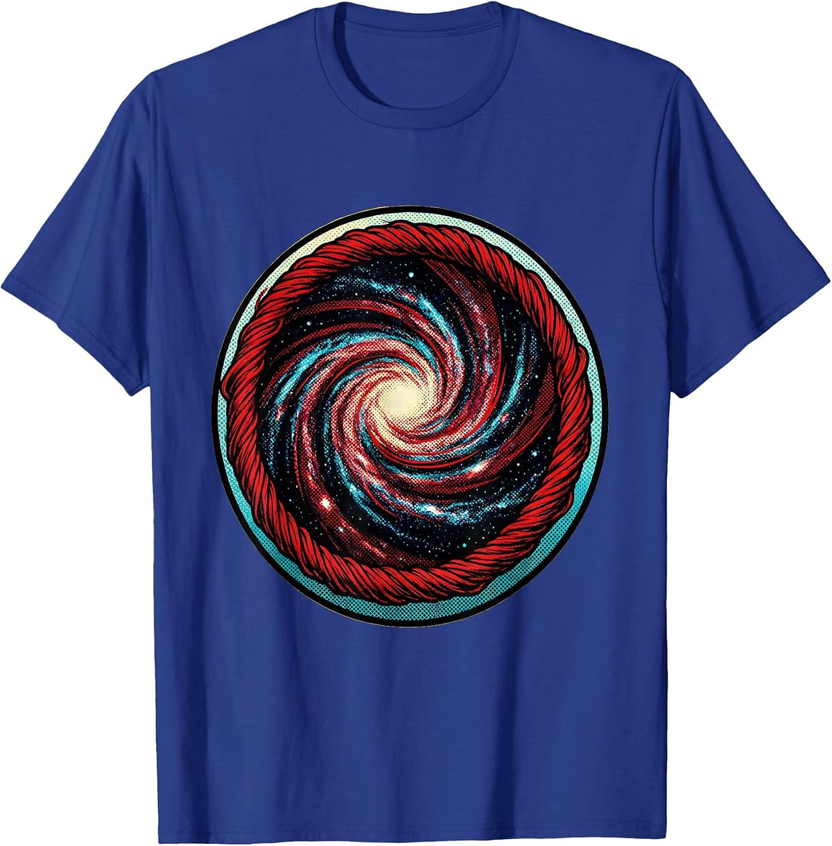 Men's Baseball Unraveling Into Galaxy Spiral Art T-Shirt - Royal Blue