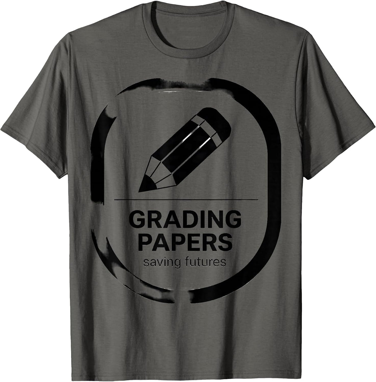 Men's Grading Papers Saving Futures 5th Grade Teacher T-Shirt - Asphalt Grey