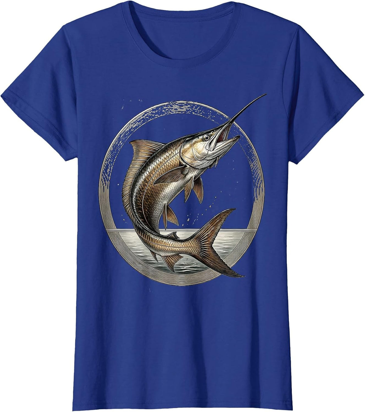 Women's Gulf of Mexico Jumping Tarpon Illustration T-Shirt - Royal Blue