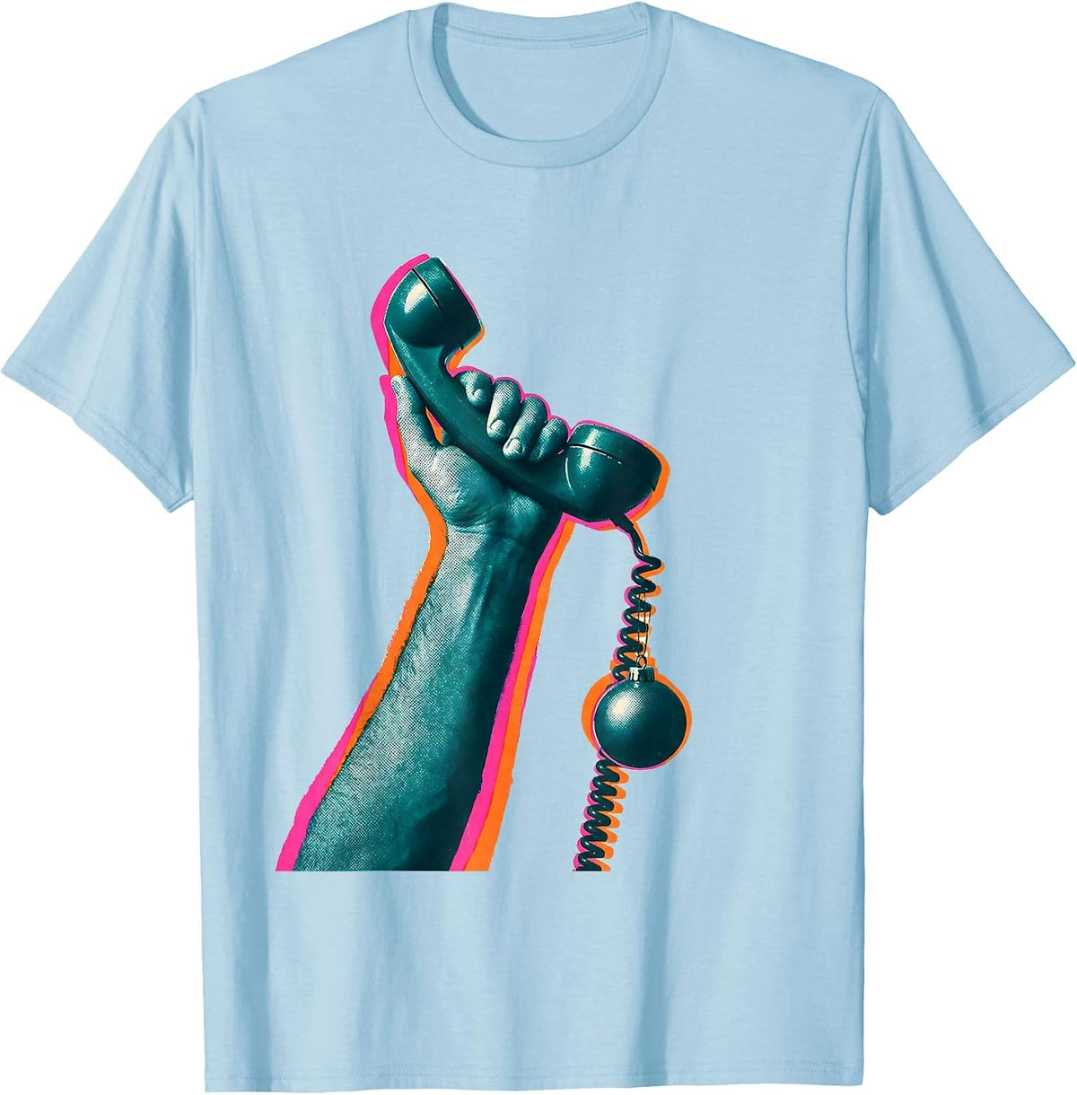 Blank Telephone Receiver Social Worker Christmas Party Humor T-Shirt - Baby Blue