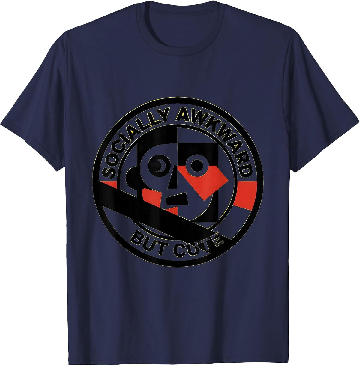 Socially Awkward But Cute Funny Humor Design T-Shirt - Navy Blue