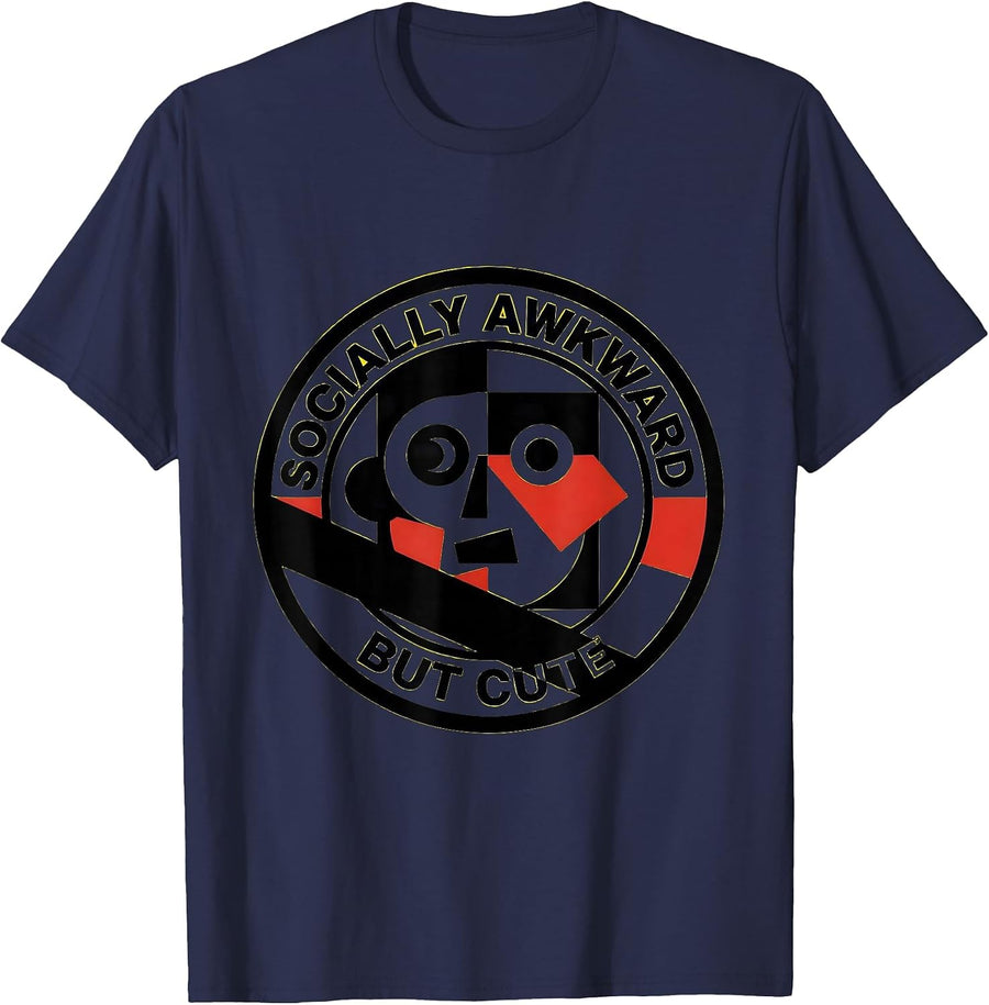 Socially Awkward But Cute Funny Humor Design T-Shirt - Navy Blue