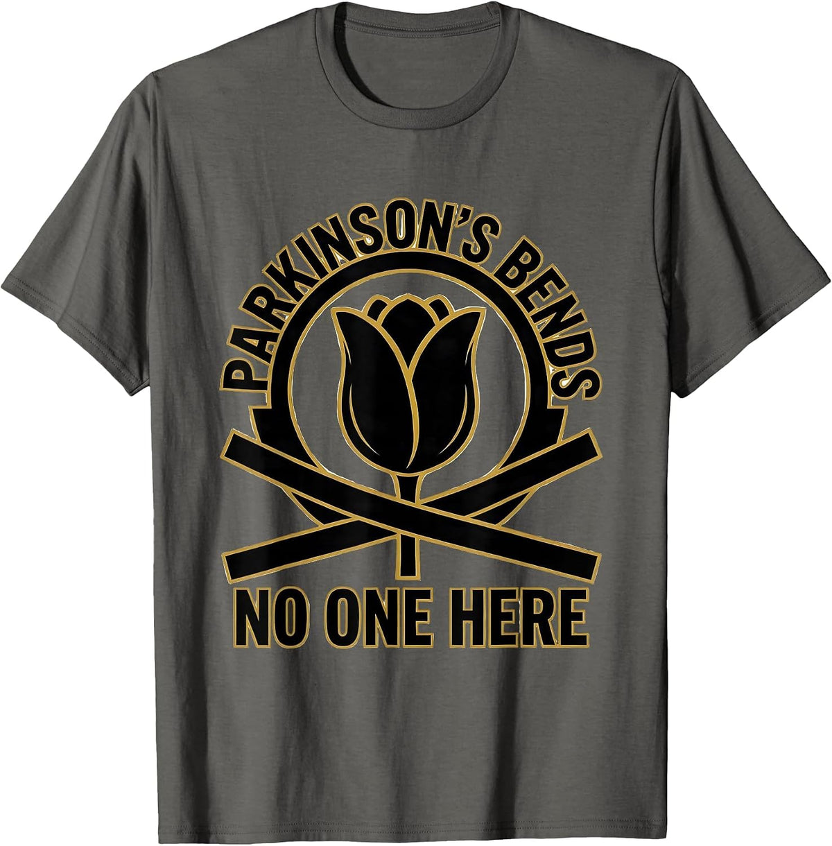 Men's Parkinson's Bends No One Here Defiant Awareness Support T-Shirt - Asphalt Grey