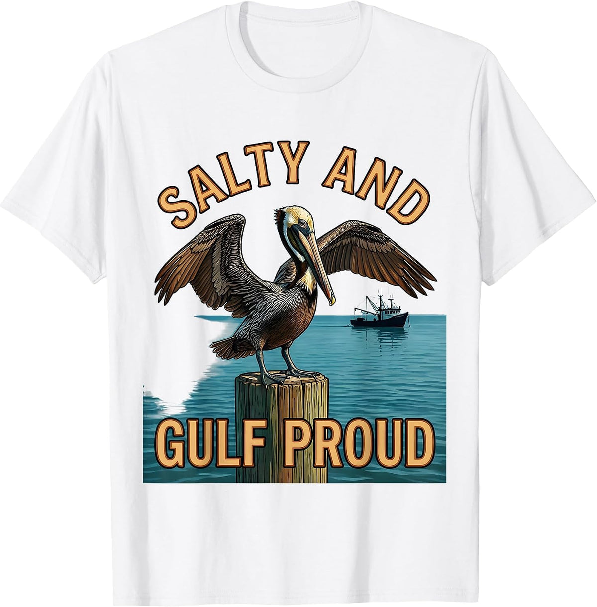 Men's Salty and Gulf Proud Gulf of America Design T-Shirt - White