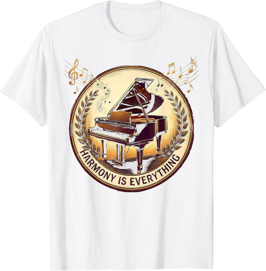 Harmony Is Everything Music Teacher Design T-Shirt - White