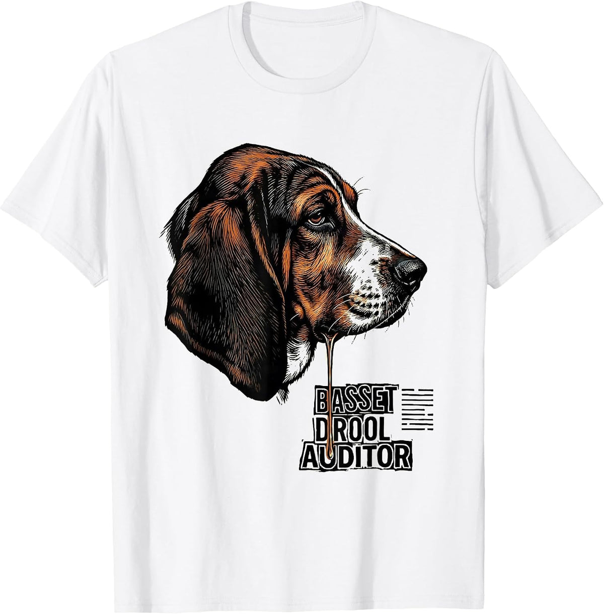 Men's Basset Drool Auditor Funny Basset Hound Dog Owner Gift T-Shirt - White
