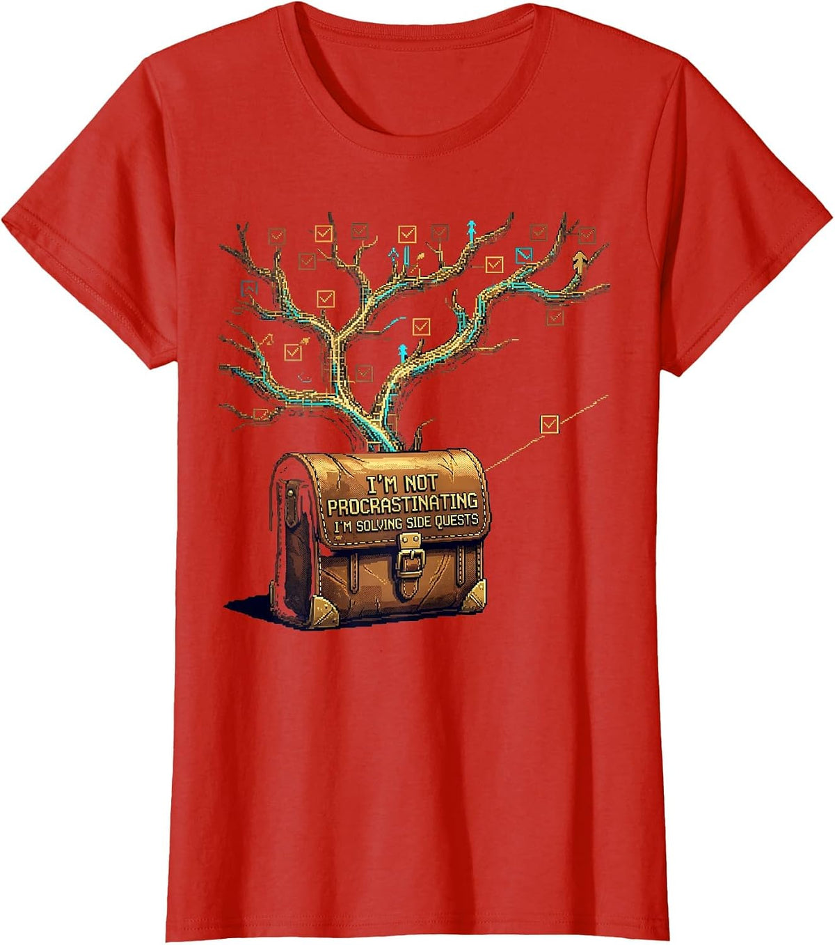 I'm Not Procrastinating, I'm Solving Side Quests RPG Gamer T-Shirt - Red